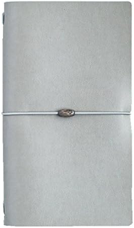 B6 Unruled Pocket Notebook, Nework Leather Travelers Composition Refillable Notebook, Travel Diary Writing Notebook (4.8"6.9", Grey)