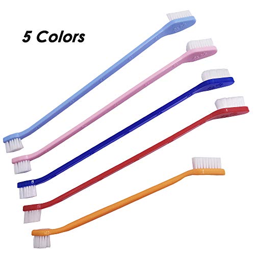SourceTon Set of 15, Pet Toothbrush Set, 5 Dual Headed Toothbrush Dog Toothbrush and 10 Finger Toothbrush, for Dental Care of Dog & Cat