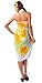 1 World Sarongs Womens Hawaiian Swimsuit Cover-Up Sarong in Yellow/Green/White