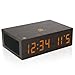 Bluetooth Digital Wooden Alarm Clock Speaker by GOgroove - Wood Style , Built in Microphone , LED Time + Date Display for Phones, MP3 Players, Tablets, & More - Dark Finish