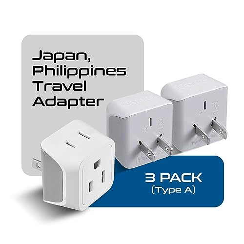 Ceptics Japan, Philippines Travel Adapter Plug - USA 3 Pin Polarized to 2 Prong Unpolarized - Type A (3 Pack) - Dual Inputs - Ultra Compact - Perfect for Cell Phones, Tablet, Camera Chargers (CT-6)