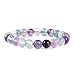 Justinstones Natural Multicolor Fluorite Gemstone 8mm Round Beads Stretch Bracelet 7 Inch Unisex