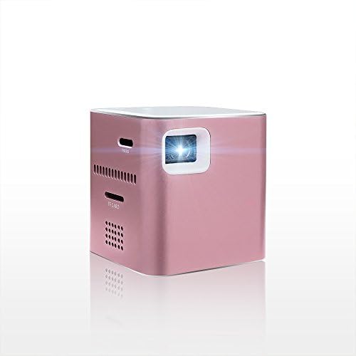 AMOXUN P6 Mini Smart Projector DLP 1080P HD Projection 200 "Display Bluetooth WiFi HDMI Wireless Connection 30000H LED(pink)