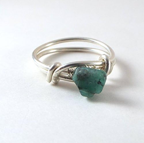 Raw Emerald SIZE 6 Wire Wrapped Ring