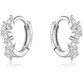 SLUYNZ 925 Sterling Silver Small Marquise CZ Earrings Hoop for Women Teens Teardrop Tiny CZ Huggie Earrings Leaf