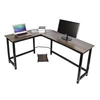 Easeurlife L Shaped Computer Desk Corner Desks for Home Office PC Laptop Workstation with Computer Case Holder (Exclusive Grey)