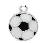 Housweety 20PCs Silver Tone Enamel Football Soccer Sport Charm Pendants 24x19mm(1