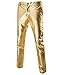 ZEROYAA Mens Night Club Metallic Gold Suit Pants/Straight Leg Trousers (30, Gold)