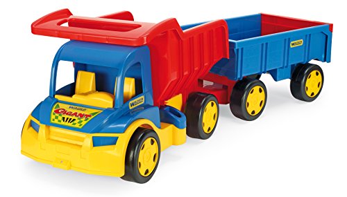 Wader 65100 - Gigant Truck, großer Kipper mit Anhänger, LKW bis 150 kg belastbar, Gesamtlänge ca. 107 cm, ab 12 Monaten, ideal als Geschenk für kreatives Spielen