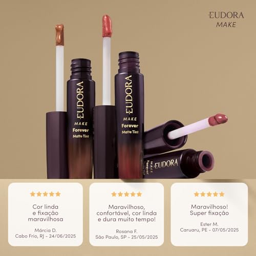Eudora Make Forever Batom Líquido Nude Icônico Matte Tint 4ml