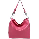 FASH Top Handle Soft Hobo Shopper Handbag,Pink,One Size