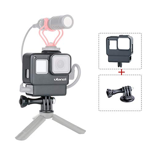 ULANZI V2 Protective Case for GoPro Hero 5 6 7 Series with 1/4 inch Adapter for Tripod Cold Shoe Mount for Microphone/Video Light/Flashes
