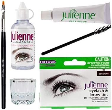 Julienne Eyelash Eyebrow Tint Dye Dark Brown + Oxidant Developer 50ml