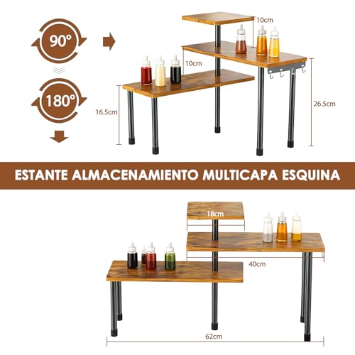 COSENGA Organizador de Encimera de 3 Niveles, Organizador de Especias para Gabinete Giratorio 360º, Soporte de Especias para Despensa para Despensa Organización y Almacenamiento