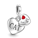 Soufeel Dangle Hearts I Love My Pet Christmas Charm 925 Sterling Silver Fit European Bracelet