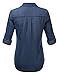 JJ Perfection Women's Chambray Denim Long Sleeve Button Down Blouse Shirt