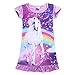 YIJODM Comfy Girls Unicorn Printed Rainbow Princess Casual Dress Nightgown Nightie