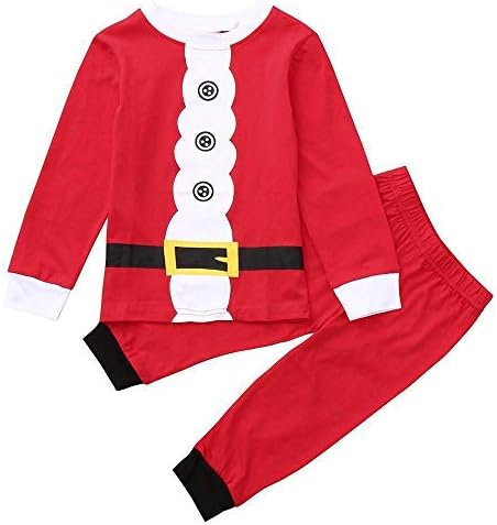 Kids Christmas Clothes Set,2PCS Children Kids Boy Girl Christmas Cartoon Print Top T-Shirt+Pants Set Outfit by LuckUK