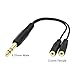 Onvian 6.35mm Male to Dual 3.5mm Female 3 Pole TRS Audio Adapter Convertor Y Splitter Cable