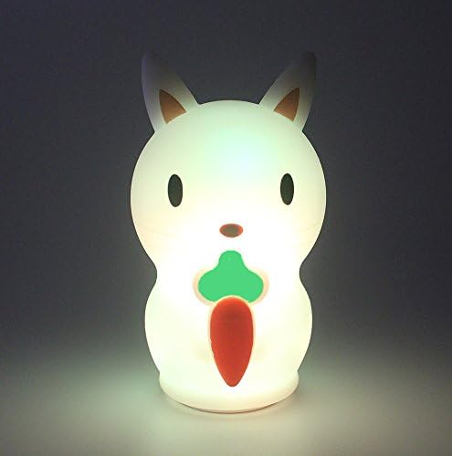 ShareMoon Bunny LED Night Light with Wireless Charging , Silicone Soft Baby Nursery Lamp, 3 Single Color and Multicolor Change Breathing Four Light Modes