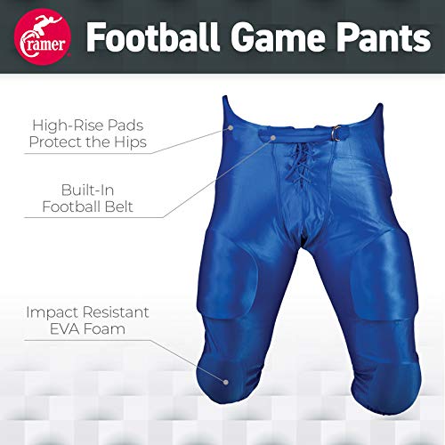 image for Cramer Football Game Pants, 7 Pads with Hip, Tailbone, Thigh, and Knee