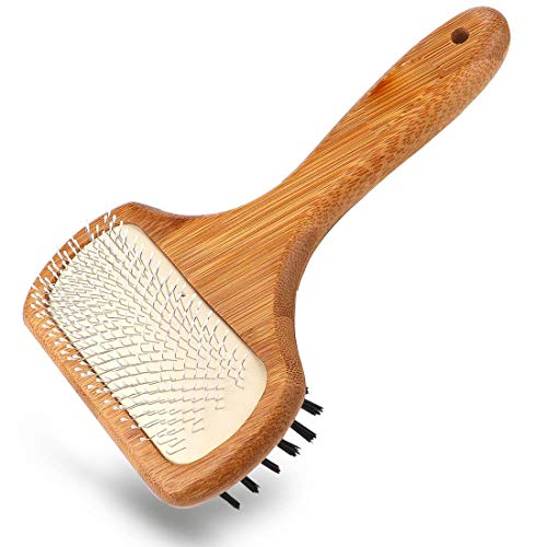 KylePet Dog brush, Double Sided Pet Slicker Brush with Bamboo Handle