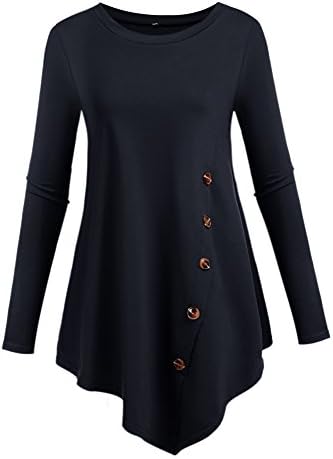 Aegean Auras Clearance Womens Long Sleeve Side Button Asymmetrical Tunic Shirt Ladies Casual Blouse