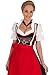 Dirndl Womens 3-Piece Longer-length Dirndl with Red Trailing Pattern
