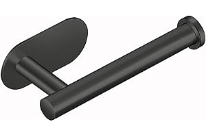 Buperor Toilet Paper Holder Bathroom Kitchen Washroom Wall Mount, SUS304 Stainless Steel Matte Black 3M Adhesive Backing Installation Fixed, No Punching 1 Pack