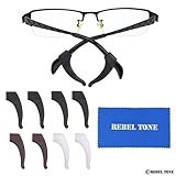 Eyeglass Ear Grip Hooks - 8 Pair - 4x Black, 2x Brown, 2x White Transparent - The Earpiece Covers Allow a Perfect Fit and Prevent Your Glasses from Slipping Off - with Diamond Shield Cloth and Pack