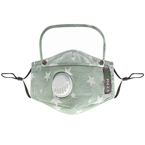 Dauling Kid Reusable Face Cotton with Breathing Valve with Activated Carbon Filter Replaceable Filters Face Health for Adults (1PC+2PC Filters, C)