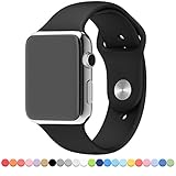 FanTEK Soft Silicone Sport Replacement Strap for Apple Wrist Watch, 42mm S/M - Black