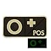 Mini First Aid Blood Type PVC Patch Black and White Glow Dark Compatible with Velcro PVC Patches for Hats,Plate Carrier,Ifak,First Aid Kit Patch (O Positive)