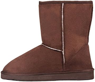 Passionow Women's Classic Warm Faux Fur Lined Round Toe Slip-Ons Mid Claf Flat Snow Boots (8 B(M)US,Camel)