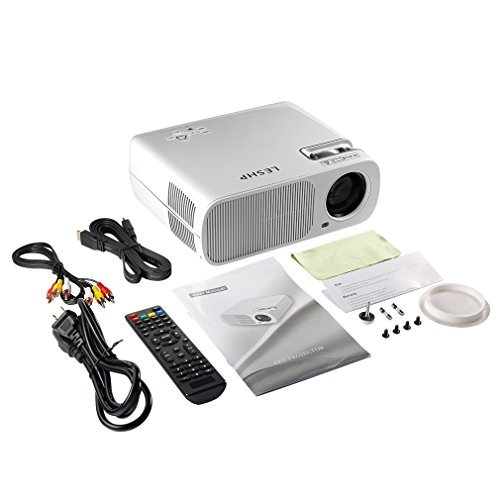 Video Projector ,LESHP 1080P HD Home Cinema Theater Multimedia Office Projector 2600 Lumens Efficiency Backyard Outdoor LCD Support Laptop Xbox VGA USB HDMI for iPad iPhone Android Smartphone TV