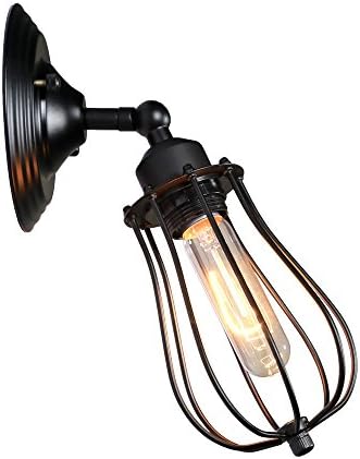 MY CANARY Vintage Industrial Wall Sconce Light, Metal Wire Cage E26 Swing Head Wall Lamp, Retro Rustic Light Shade Fixtures Lighting
