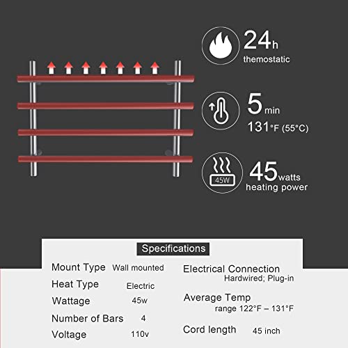 senplus Towel Warmer with Timer, Heated Towel Rack for Bathroom, Wall