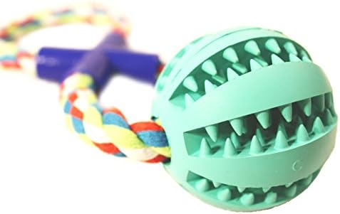 Healthy Nontoxic Dogs Ball Launcher Rubber Toy for K9 Chew, Fetch and Tug Rope