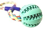 Healthy Nontoxic Dogs Ball Launcher Rubber Toy for K9 Chew, Fetch and Tug Rope