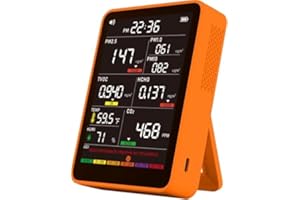 AQITECH Professional Indoor Air Quality Monitor with AQI, Portable Real-Time Detector for Home Cars Plants and Pets (Orange)