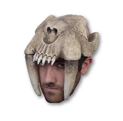 Saber Tooth Tiger Cat Skull Helmet Adult Latex Hat Viking Barbarian Warrior Prop