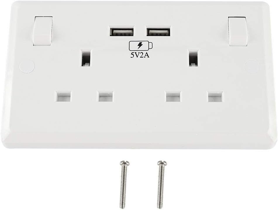 Jeffergarden Multi-functional UK Plug Wall Power Outlet Socket with Dual USB Port 5V 2A