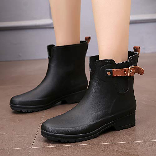 TRIPLE DEER Women's Short Rain Boots Girls Ankle Rubber Chelsea Booties