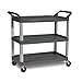 Rubbermaid Commercial Products Heavy Duty 3-Shelf Rolling Service/Utility/Push Cart, 300 lbs. Capacity, Gray, for Foodservice/Restaurant/Cleaning (FG409100GRAY)