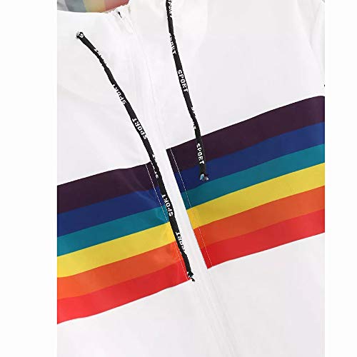 image for GOVOW Autumn Rainbow Patchwork Blouse for Womens Long Sleeve O Neck Sw
