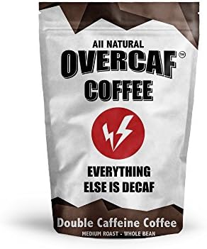 Overcaf Coffee - Medium Roast Whole Bean - High Caffeine - High Quality Fresh Beans - The Strongest High Energy Coffee - (1 Pound)