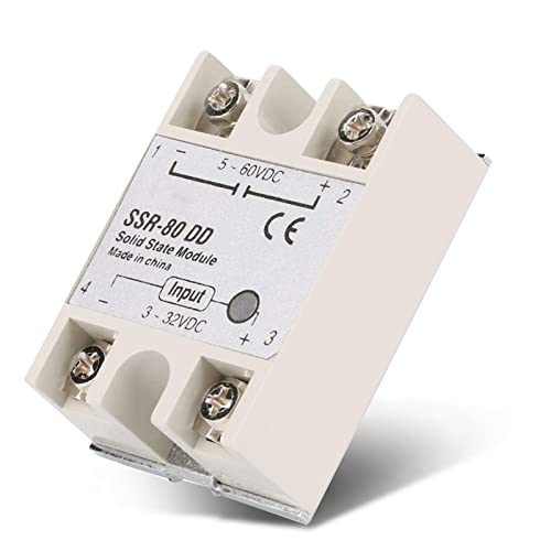 SSR-80DD 3-32VDC to 5-60VDC 80A Output Current DC-AC Solid State Relay SSR Module For Industrial Automation Process (1Pc)