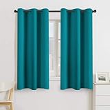 Turquoize Teal Blackout Window Drapes Room Darkening Themal Insulated Grommet/Eyelet Top Nursery/Living Room Curtains for Bedroom/Living Room Each Panel 42" W x 63" L (Set of 2 Panels)