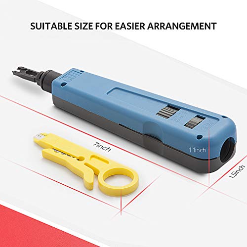 Punch Down Tool with 110 Blade & extra Wire Stripper, Multi-function Hook Tool, for cat6a/cat6/cat5e/cat5 Network Cable