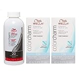 Wella Color Charm Toner T18 1.4 oz (2 Pack) + Cream Developer 20 Volume 3.6 oz